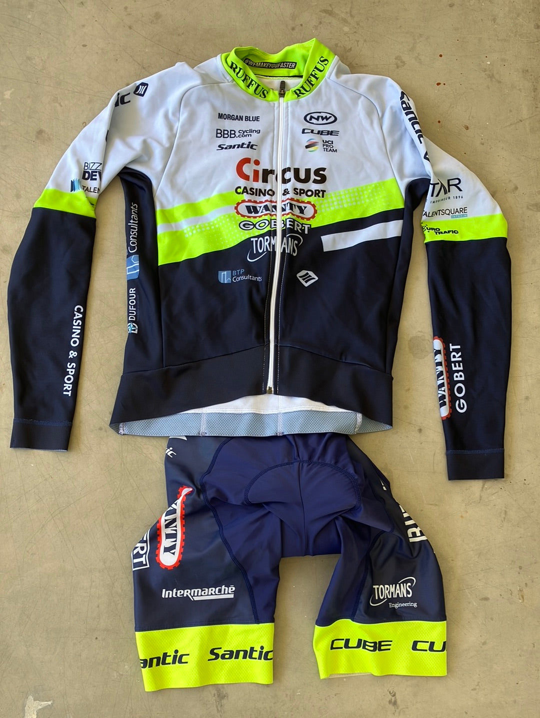 Long Sleeve Jersey and Bib Short - Rider issued bundle |Santic | Intermarche Wanty Gobert |Pro Cycling Kit