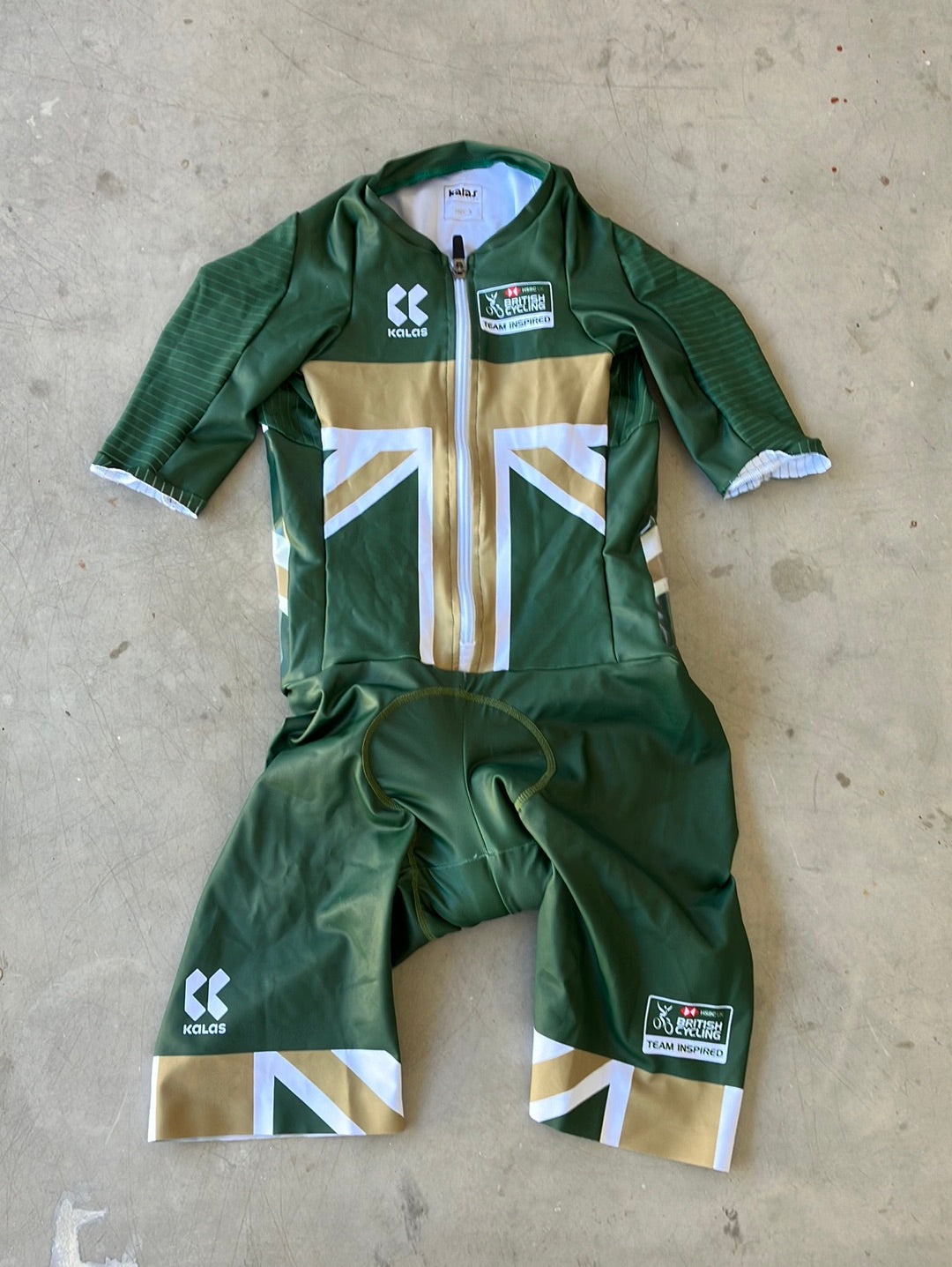 Long Sleeve Aero TT Suit Time Trial Skinsuit | Kalas | Green | Team GB Great Britain - British Cycling GBR | Pro Cycling Kit