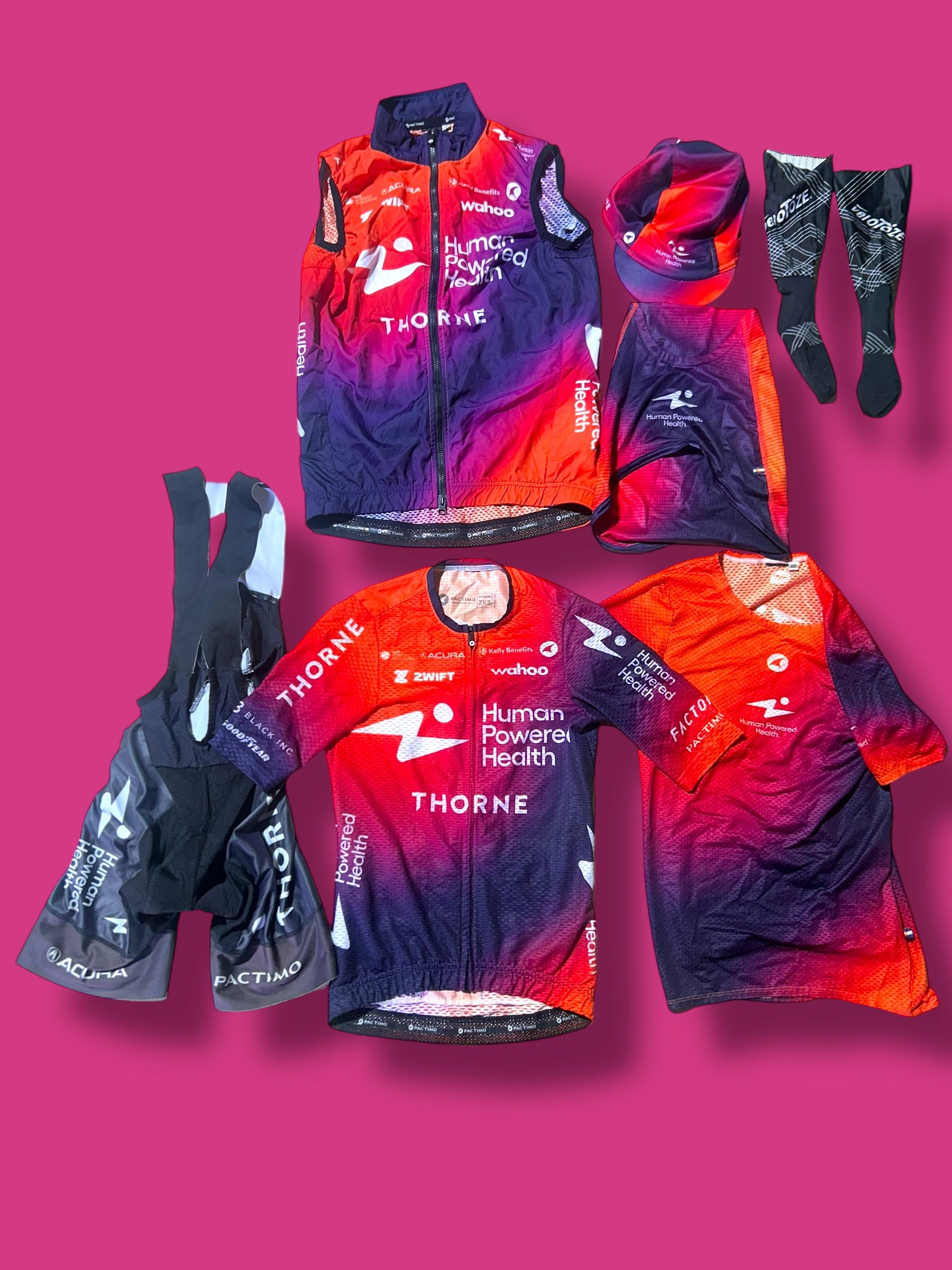 Jersey, Wind Vest, Cap, Buff and Base Layer Winter Thermal Bundle | Human Powered Health HPH | Pactimo | Pro Cycling Kit