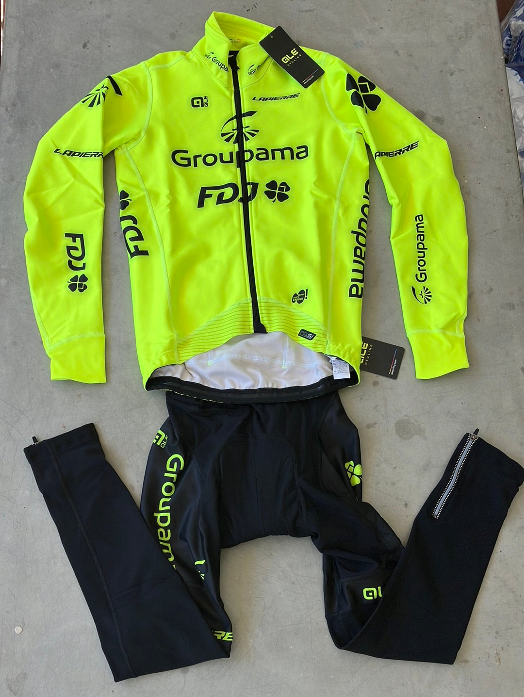 Long Sleeve Gabba Jersey / Jacket and Thermal Winter Bib Tights Bundle | Ale | Groupama Française des Jeux | Pro Kit