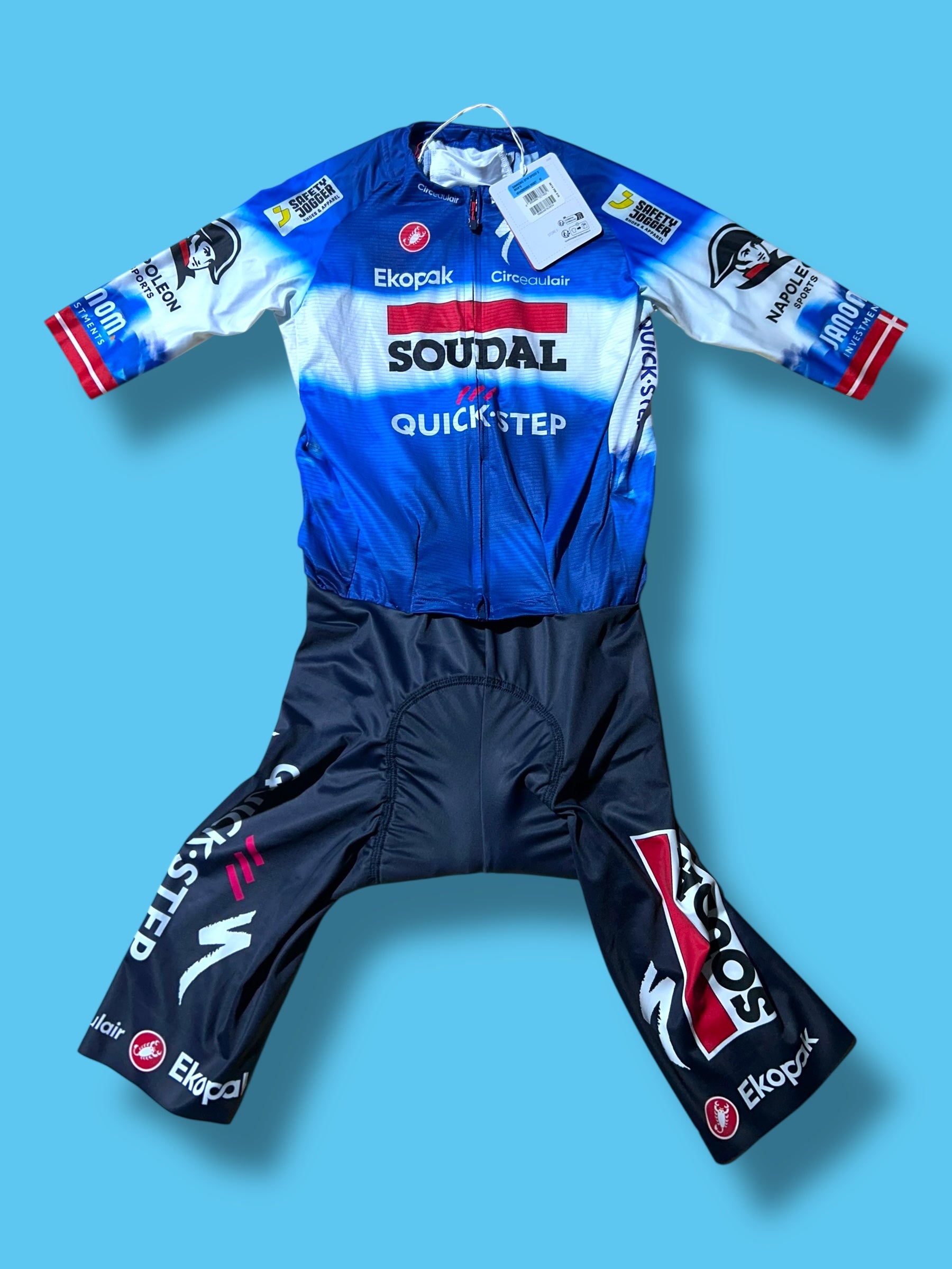 San Remo BTW Speed Suit Aerosuit Road Racing Pro Rider Issued | Castelli | Soudal Quick-Step Cycling Kit