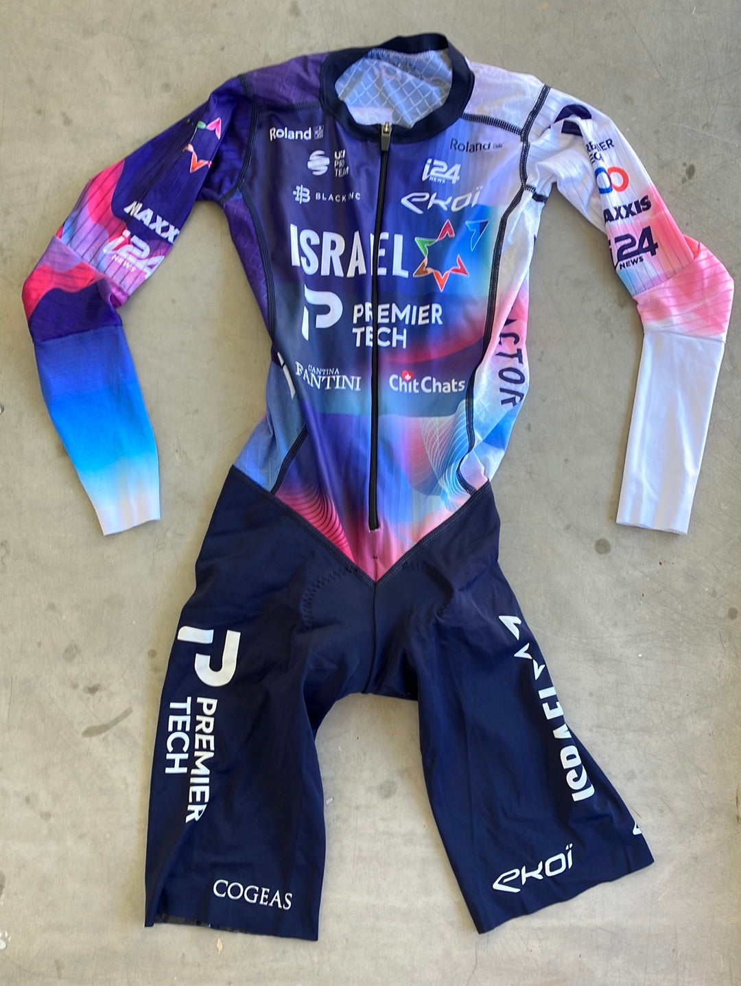 TT Aerosuit - Lightweight Aerodynamic Cycling Time Trial Race Suit Skinsuit| Ekoi | Blue | Israel Premier Tech IPT | Pro Cycling Kit
