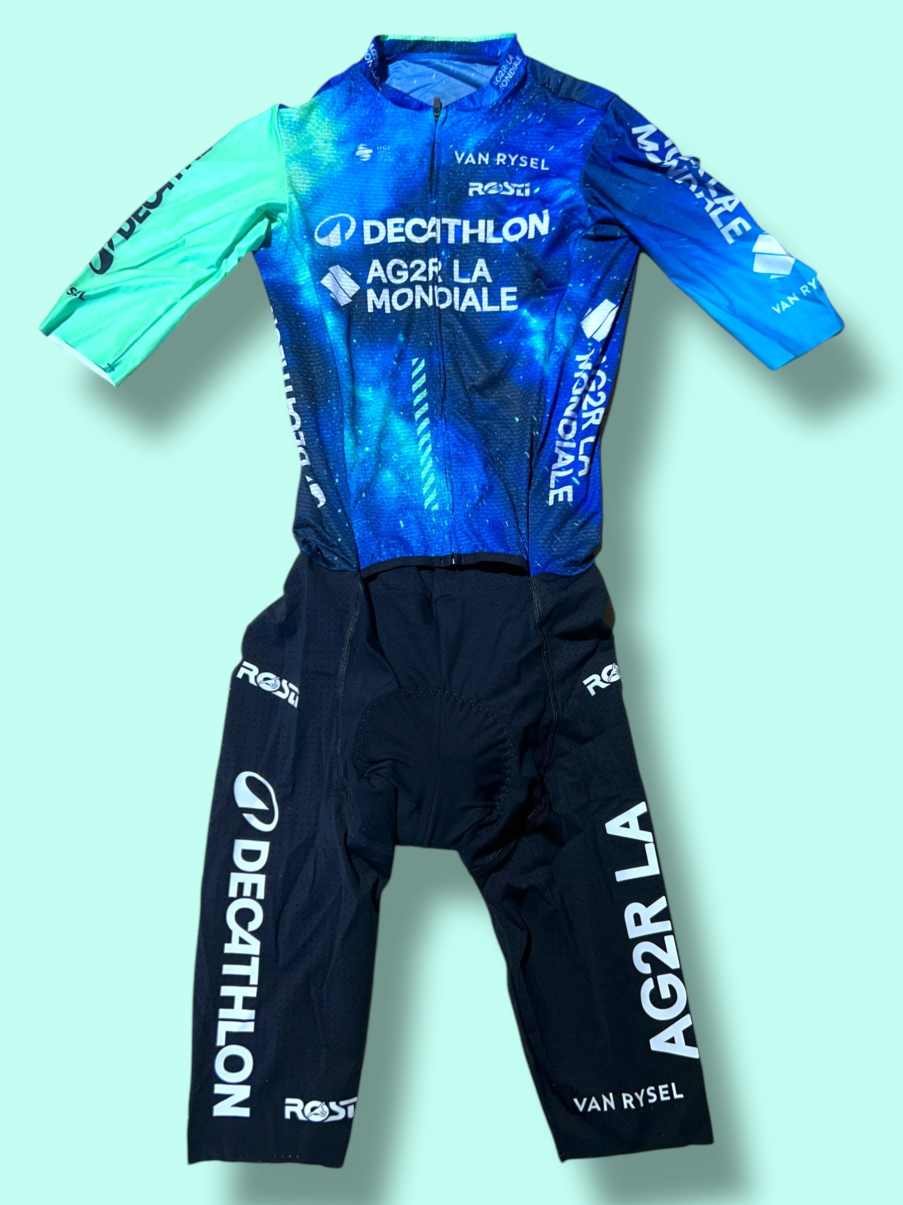 Roadsuit DE PESTEL Summer Aerosuit Racing Body Domina | Decathlon AG2R La Mondiale | Rosti | Pro Cycling Kit
