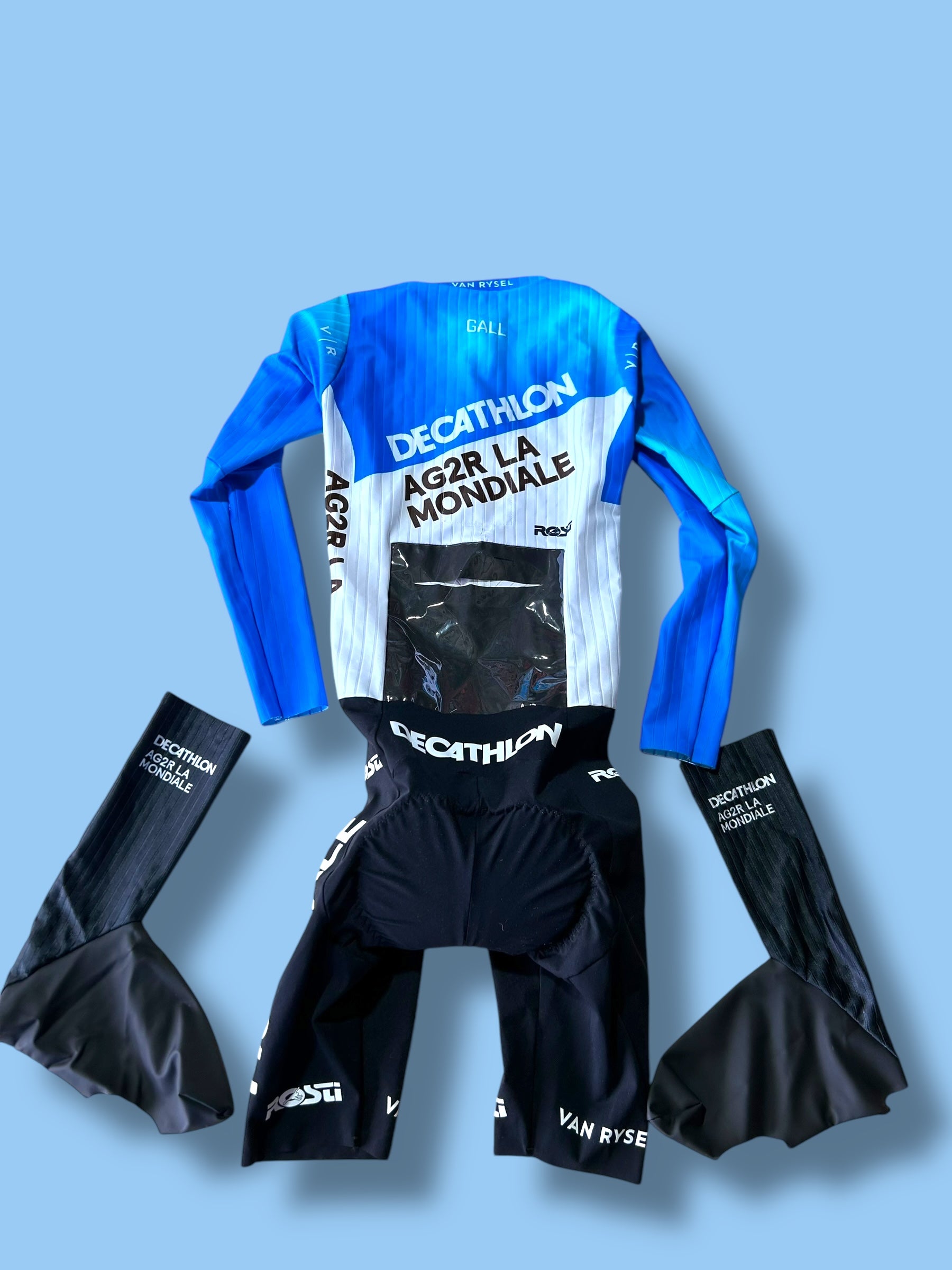 TT Suit Aero Shoe Covers Time Trial Aerosuit CLM | Decathlon AG2R La Mondiale | Rosti | Pro Cycling Kit