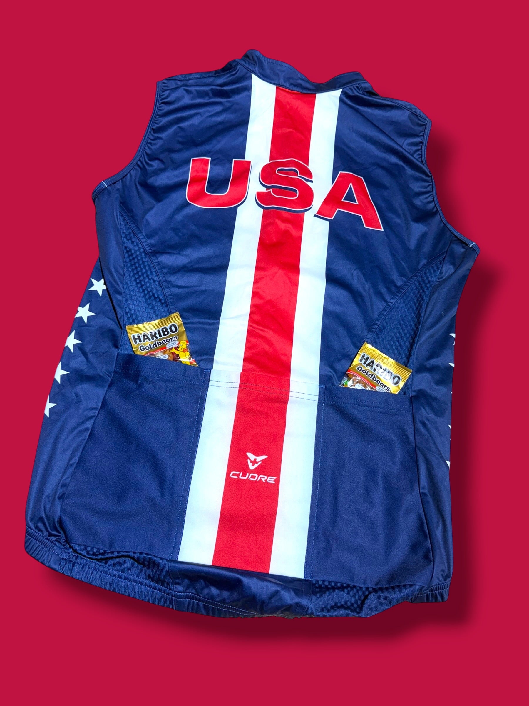Packable Wind Rain Vest Gilet|USA Cycling|Cuore Pro Cycling Kit
