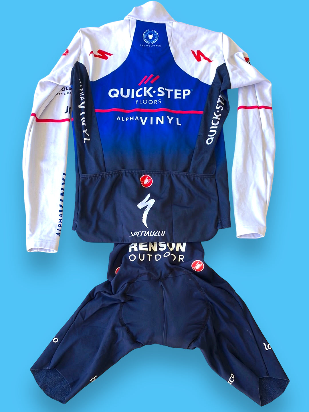 Long Sleeve Thermal Jersey and Bib shorts | Castelli | Blue | Quick-Step Alpha Vinyl / Soudal | Pro Cycling Kit