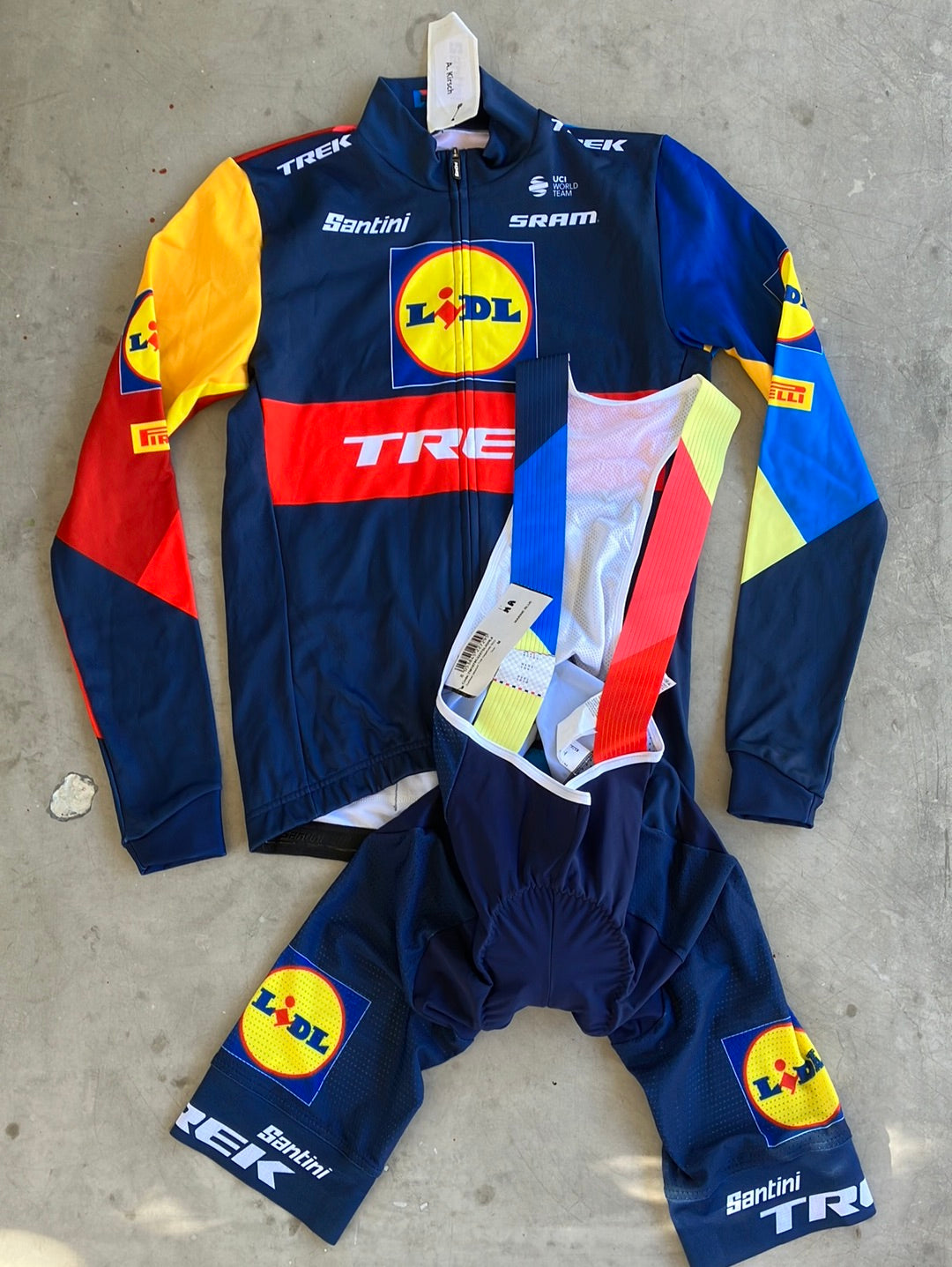 Lidl Trek | Santini Bundle - Long Sleeve Sleeve Jersey & Bibs | M | Pro-Issued Team Kit