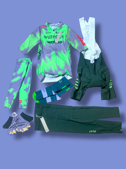 Women's Aero Jersey, Bib Shorts, Arm Warmers, Leg Warmers and Aero Gloves Bundle  | Lifeplus Wahoo  | MAAP  | Pro Cycling Kit