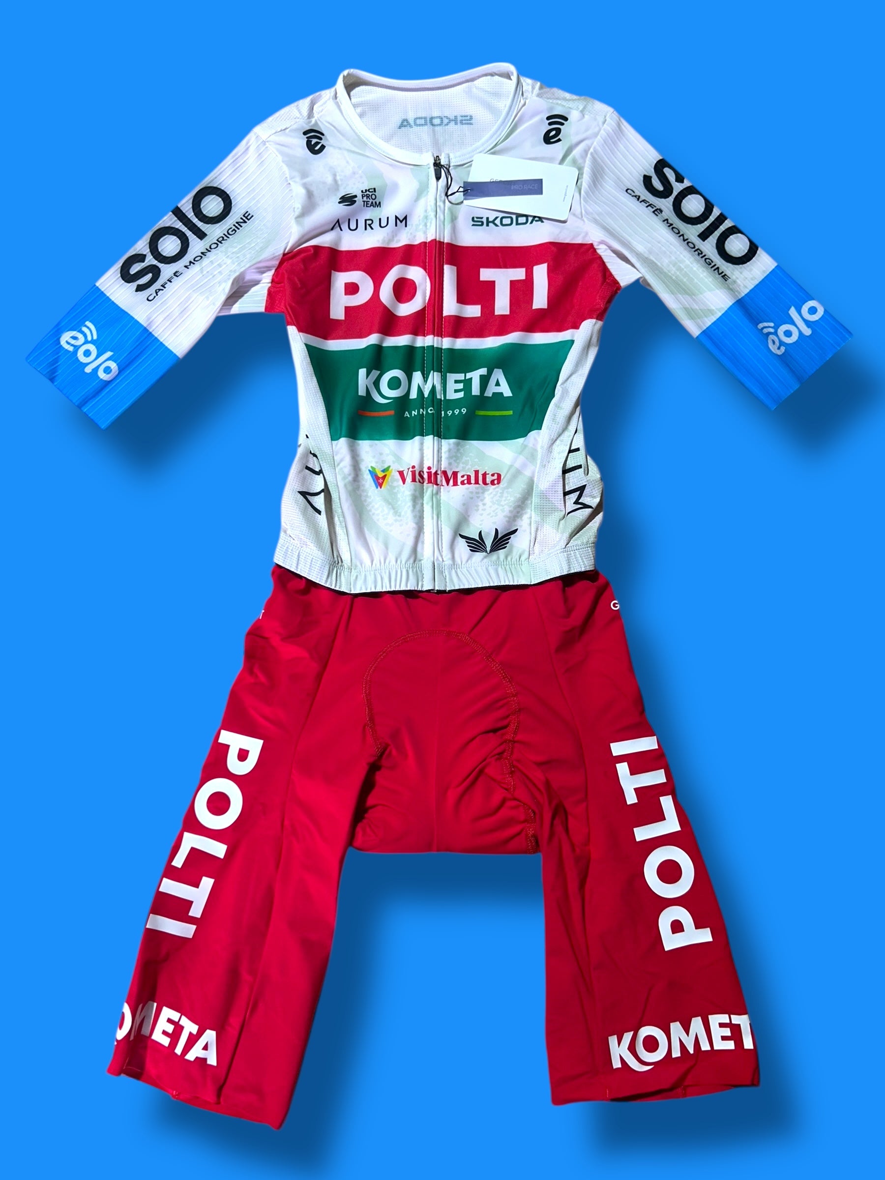 Race Suit Aerosuit Skinsuit + Pockets|Polti Kometa G-Sport| Pro Cycling Kit