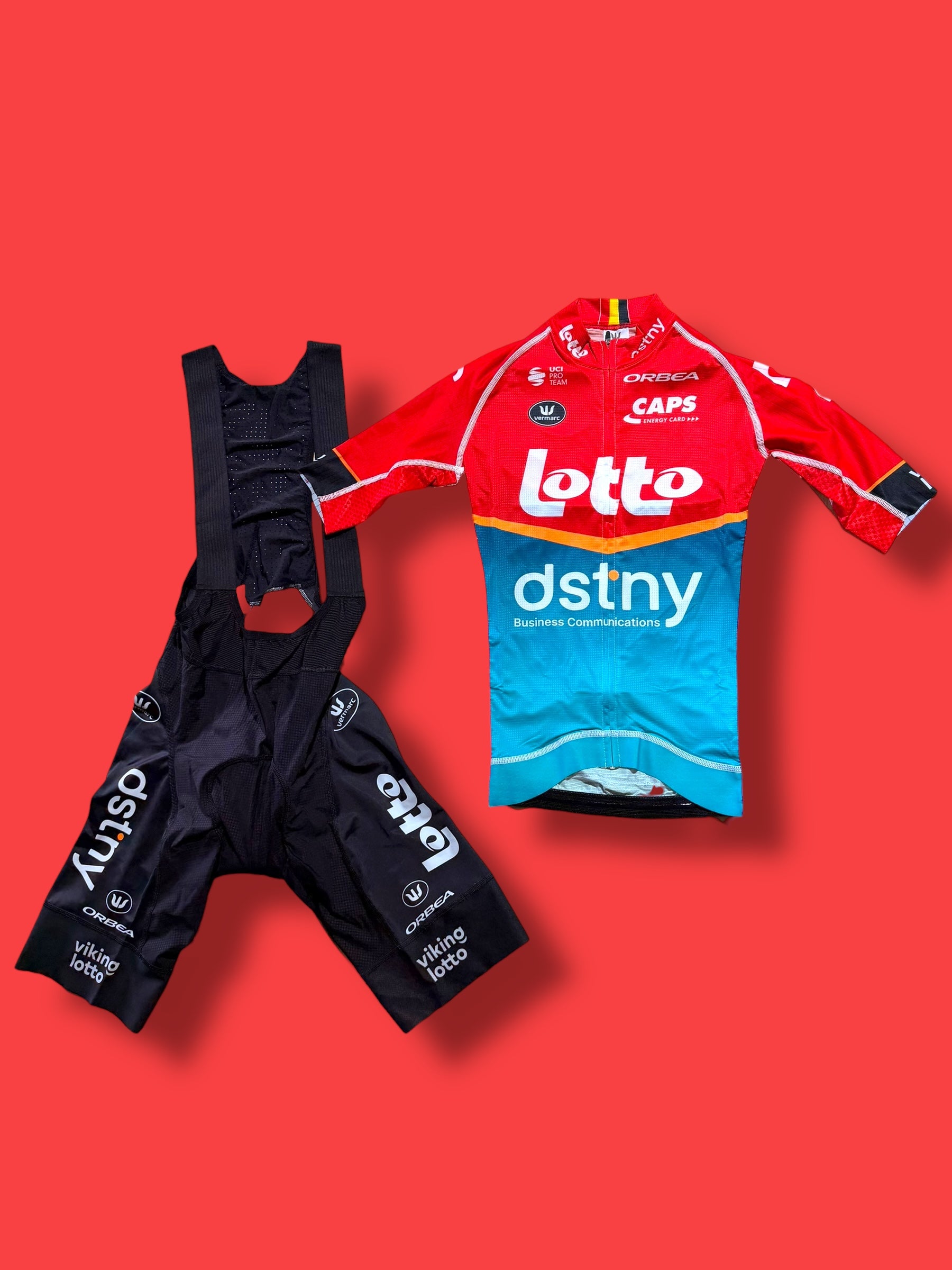 Aero Jersey Team Rider Issued + Bib Shorts Bundle |Lotto DSTNY Vermarc| Pro Cycling Kit