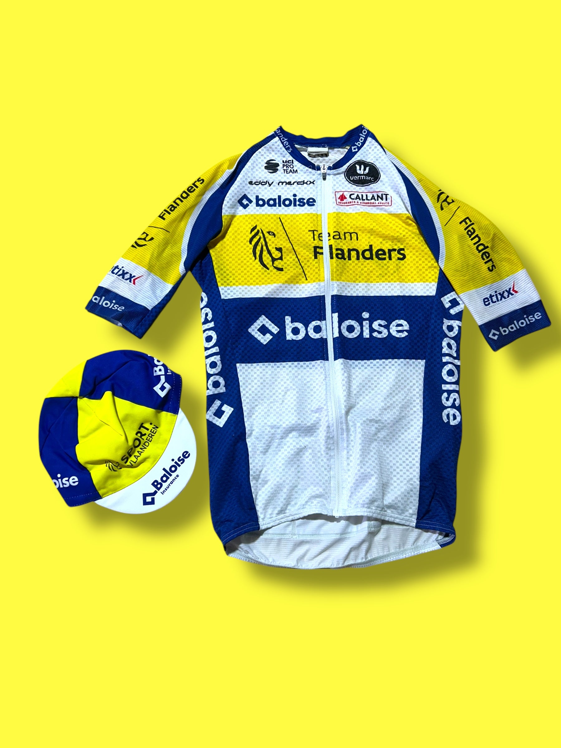 Summer Vented Jersey and Cap Lightweight Racing - Rider Issued  | Vermarc |  Flanders Baloise| Pro Cycling Kit