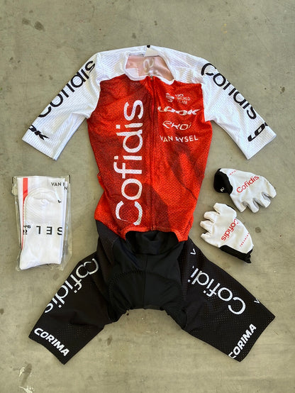 Cofidis | Van Rysel Bundle - Summer Race Suit, Aero Socks & Gloves | Pro-Issued Pro Team Kit