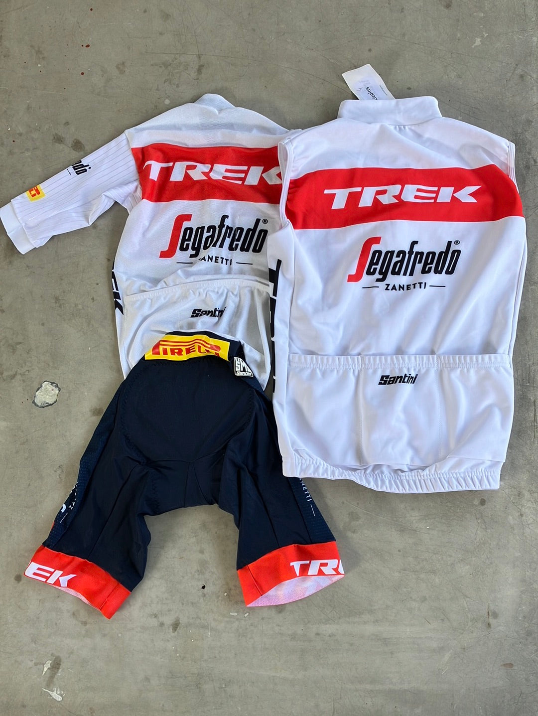 Trek Segafredo | Santini Bundle - Aero Road Suit & Thermal Gilet / Vest | White | XS | Pro-Issued Team Kit