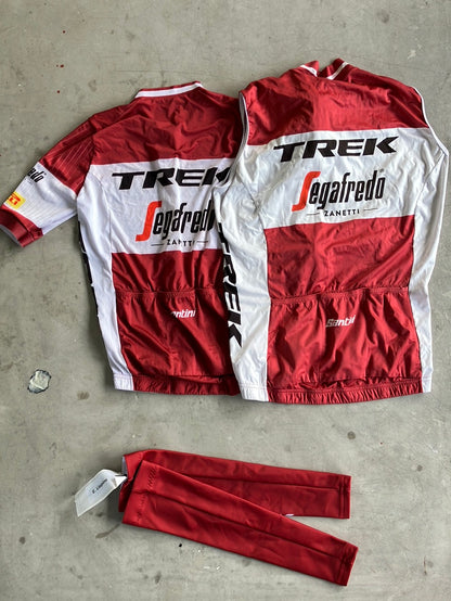 Trek Segafredo | Santini Bundle - Latvian National Chamption Aero Jersey, Light Gilet & Arm Warmers| Burgundy | XS | Pro-Issued Team Kit
