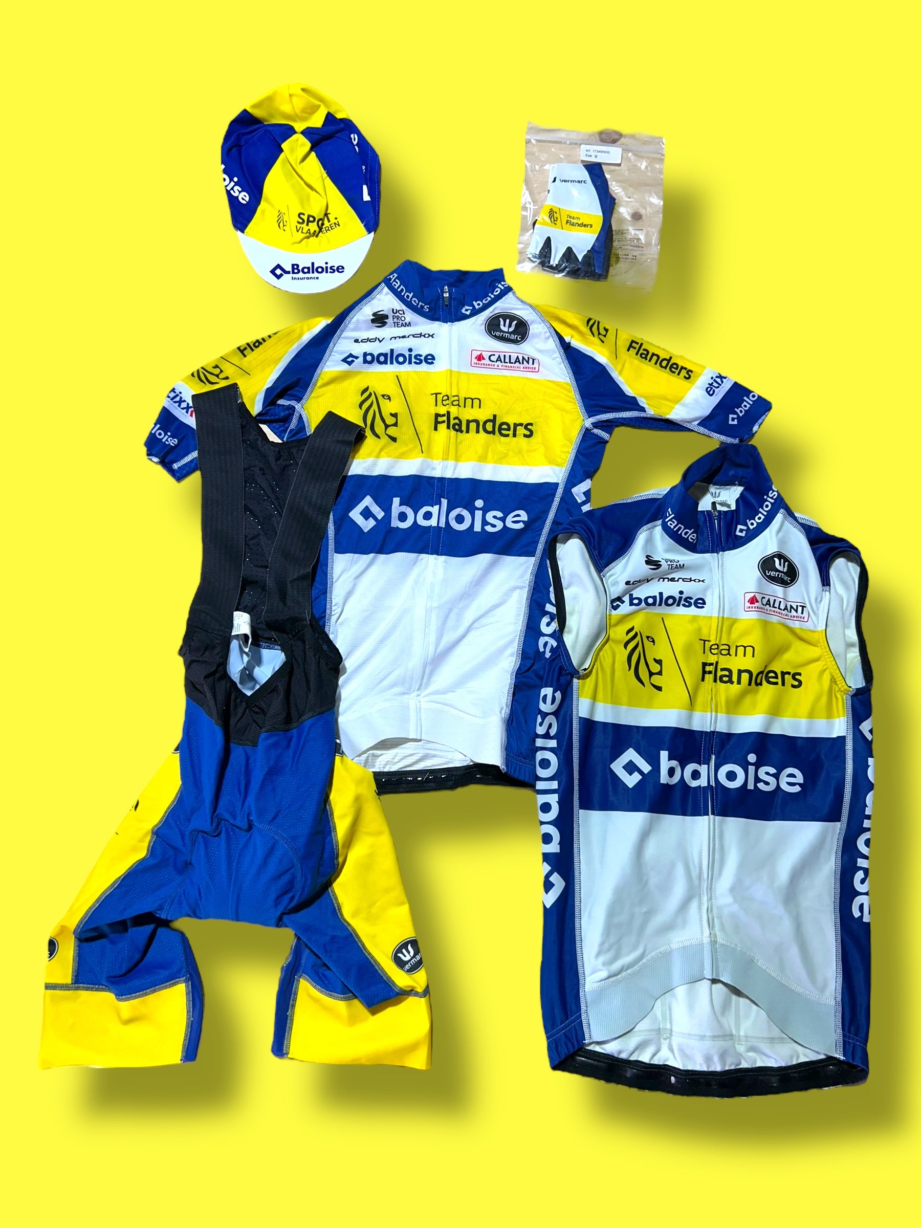 Aero Jersey, Bib Shorts, Vest, Cap and Mitts Bundle | Vermarc |  Flanders Baloise| Pro Cycling Kit