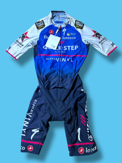 San Remo BTW Speed Suit Aerosuit Road Racing  Pro Rider Issued | Castelli |  Soudal Quick-Step Cycling Kit