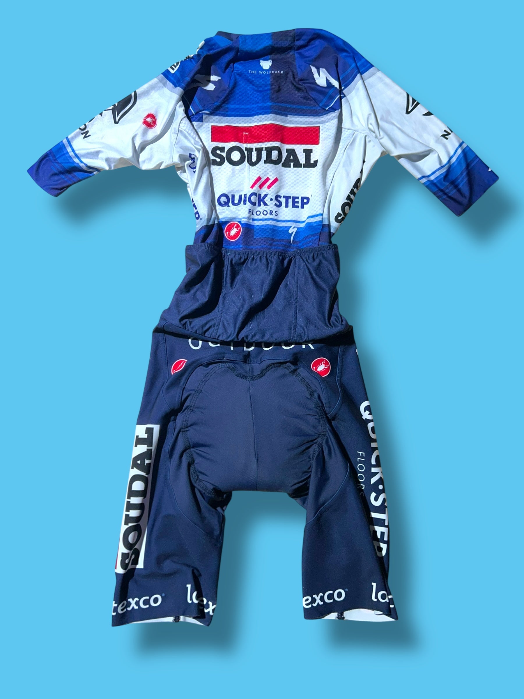 San Remo BTW Speed Suit Aerosuit Road Racing  Pro Rider Issued | Castelli |  Soudal Quick-Step Cycling Kit