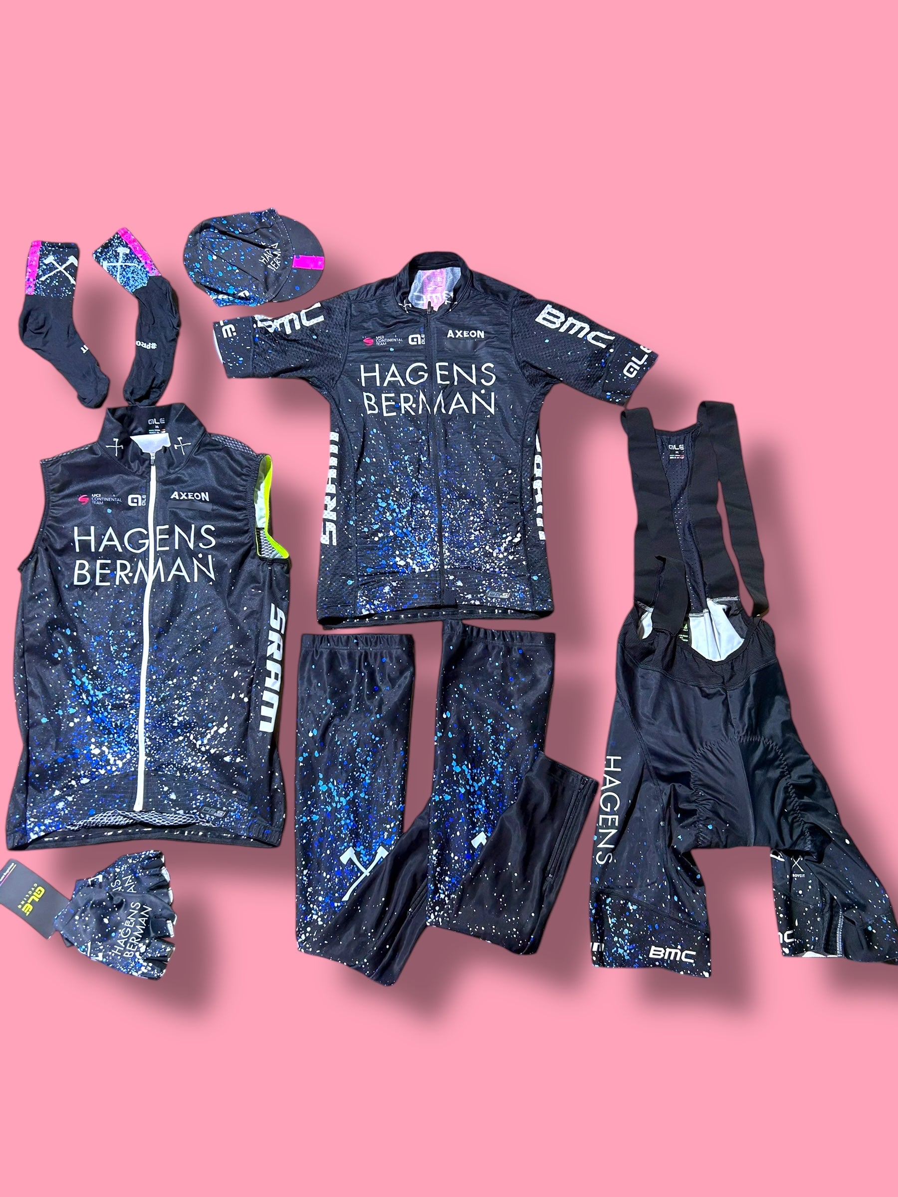 Aero Jersey,  Bib Shorts, Cap, Gloves, Leg Warmers, Wind Vest Bundle |Hagens Bermans Ale| Pro Cycling Kit