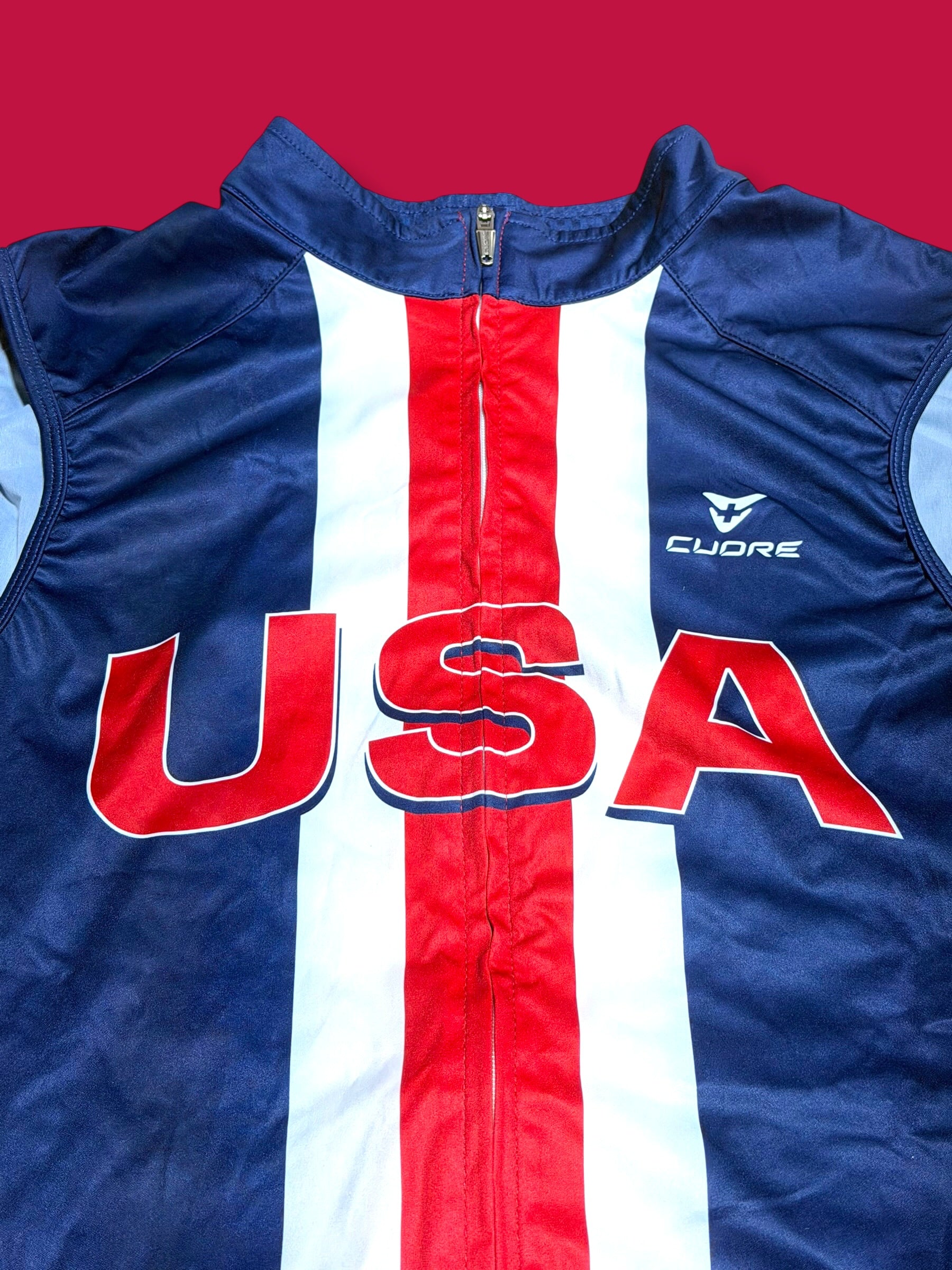 Packable Wind Rain Vest Gilet|USA Cycling|Cuore Pro Cycling Kit