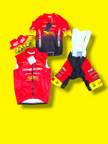 Arero Jersey, Bib Shorts, Thermal Vest and Gloves Bundle |Jackroo |  China Glory| Pro Cycling Kit
