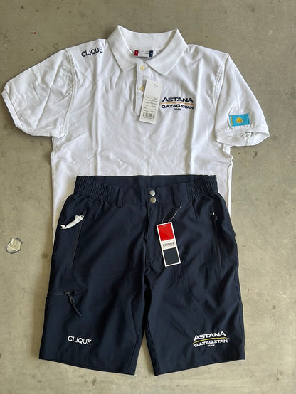 Polo Shirt & Casual Shorts Bundle | Clique | Astana | Pro Team Cycling Kit