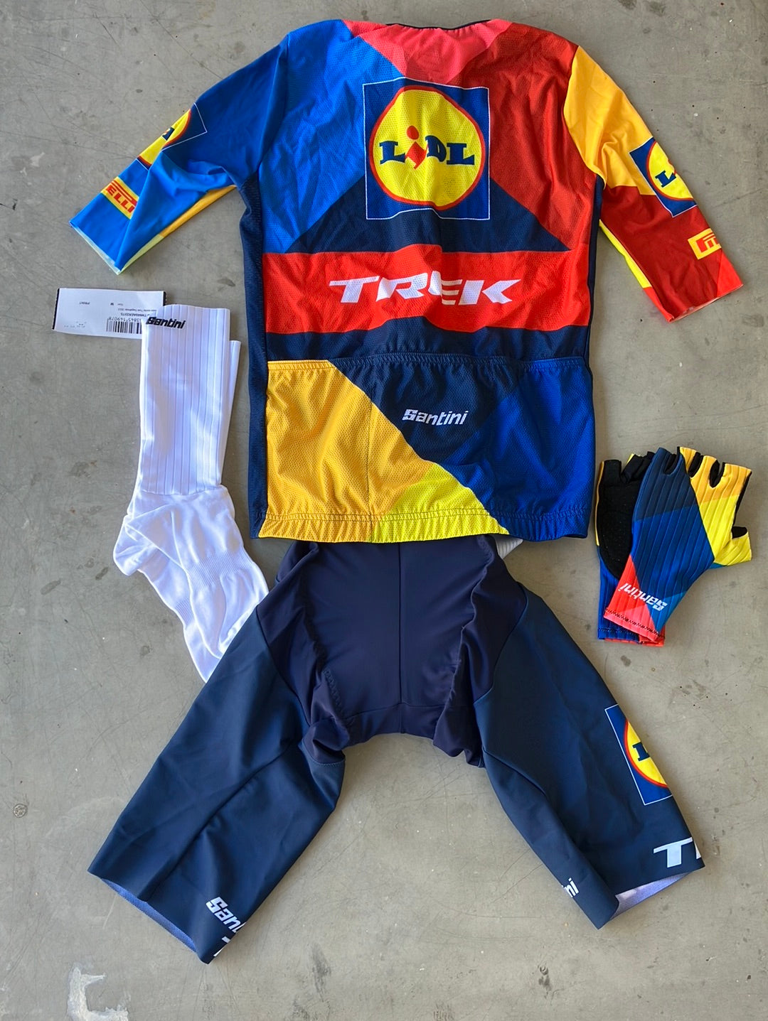 Cycling Kit Bundle - Summer Jersey, Bibs, Gloves & Aero Socks | Santini | Lidl Trek | Pro Cycling Kit