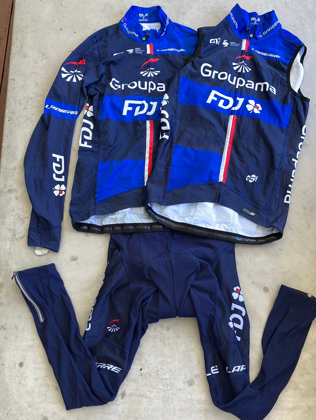 Long Sleeve Jersey, Bib Tights & Vest Winter Bundle | Ale | Groupama Française des Jeux FDJ | Pro Team Cycling Kit