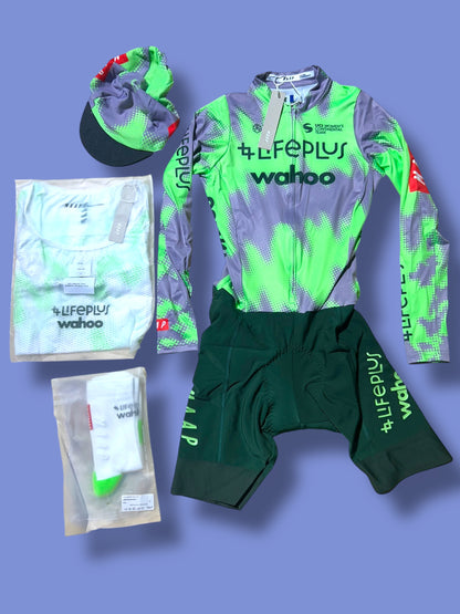 Women's Aerosuit, Cap, Socks, Base Layer Bundle  | Lifeplus Wahoo  | MAAP  | Pro Cycling Kit