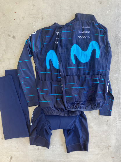 Movistar | La Passione Bundle - Long Sleeve Jersey, Wind Vest, Thermal Bibs, Knee Warmers| XS/S | Rider-Issued Pro Team Kit