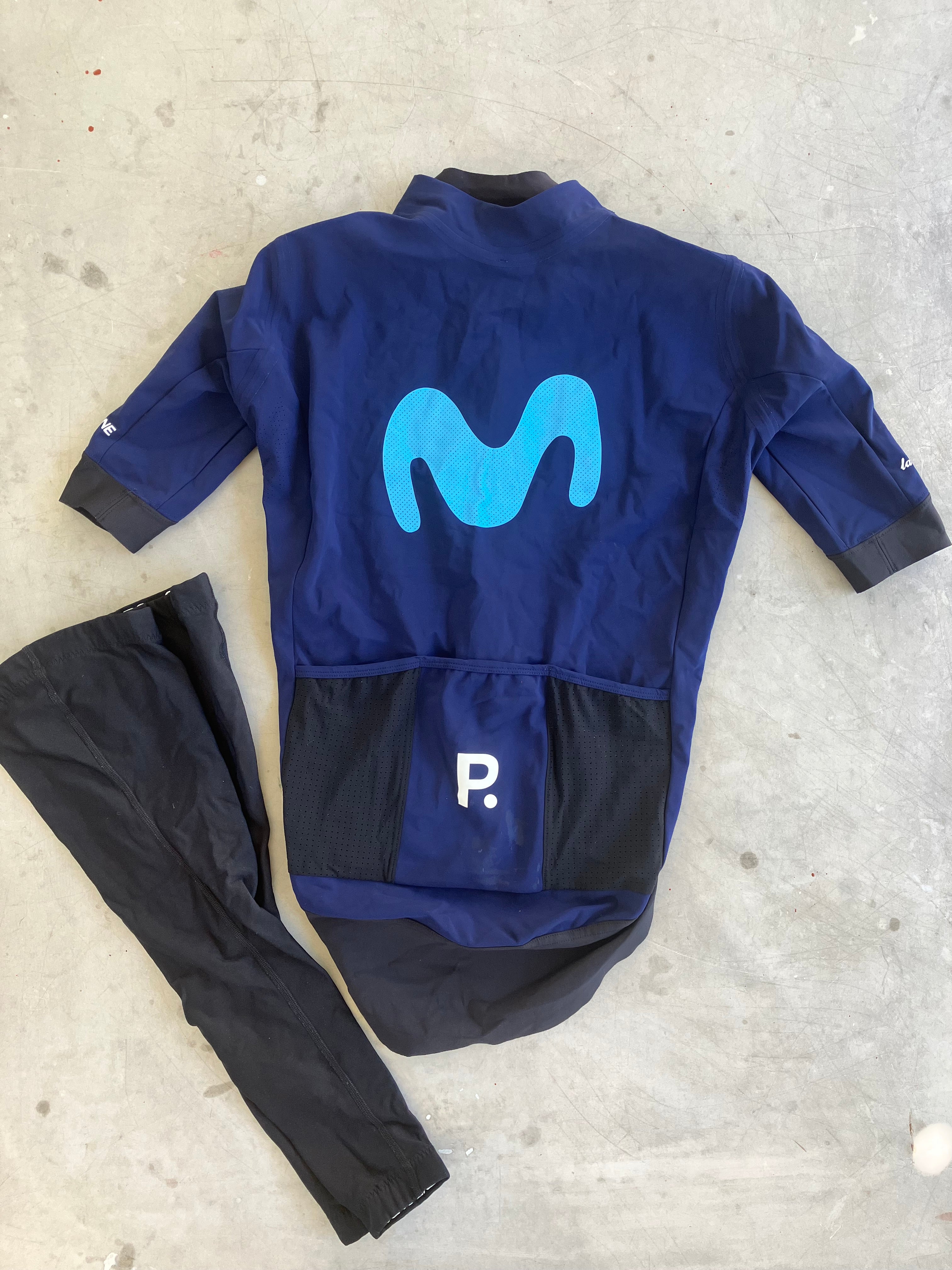 Movistar | La Passione - Short Sleeve Gabba Jacket, with Free Leg Warmers | XS | Rider-Issued Pro Team Kit